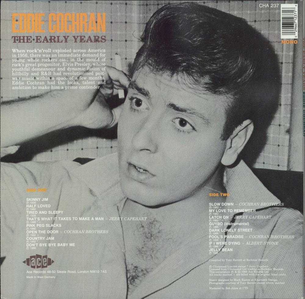 Eddie Cochran The Early Years UK vinyl LP album (LP record) 029667123716