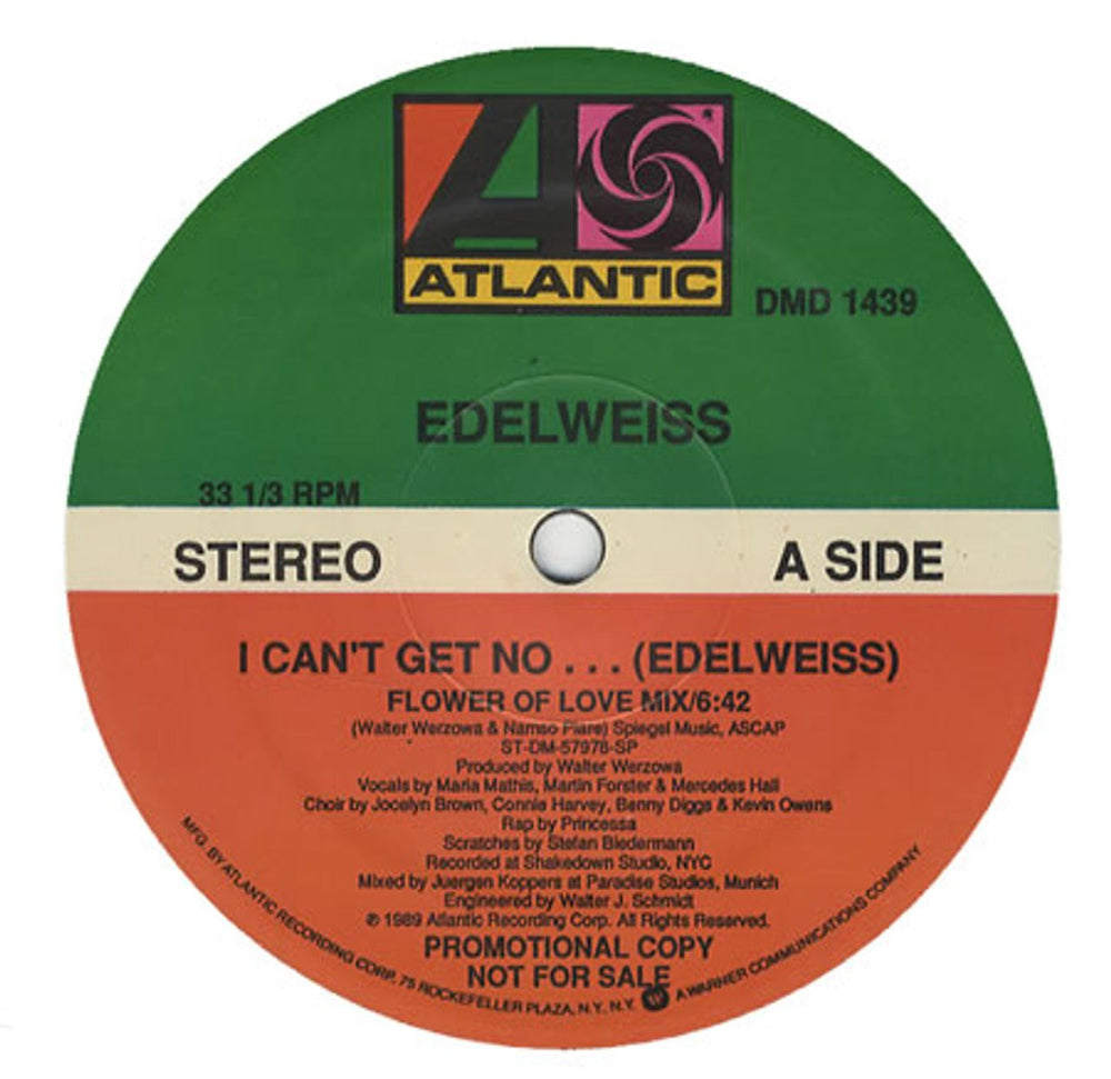 Edelweiss I Can't Get No...Edelweiss US Promo 12" vinyl single (12 inch record / Maxi-single) DMD1439