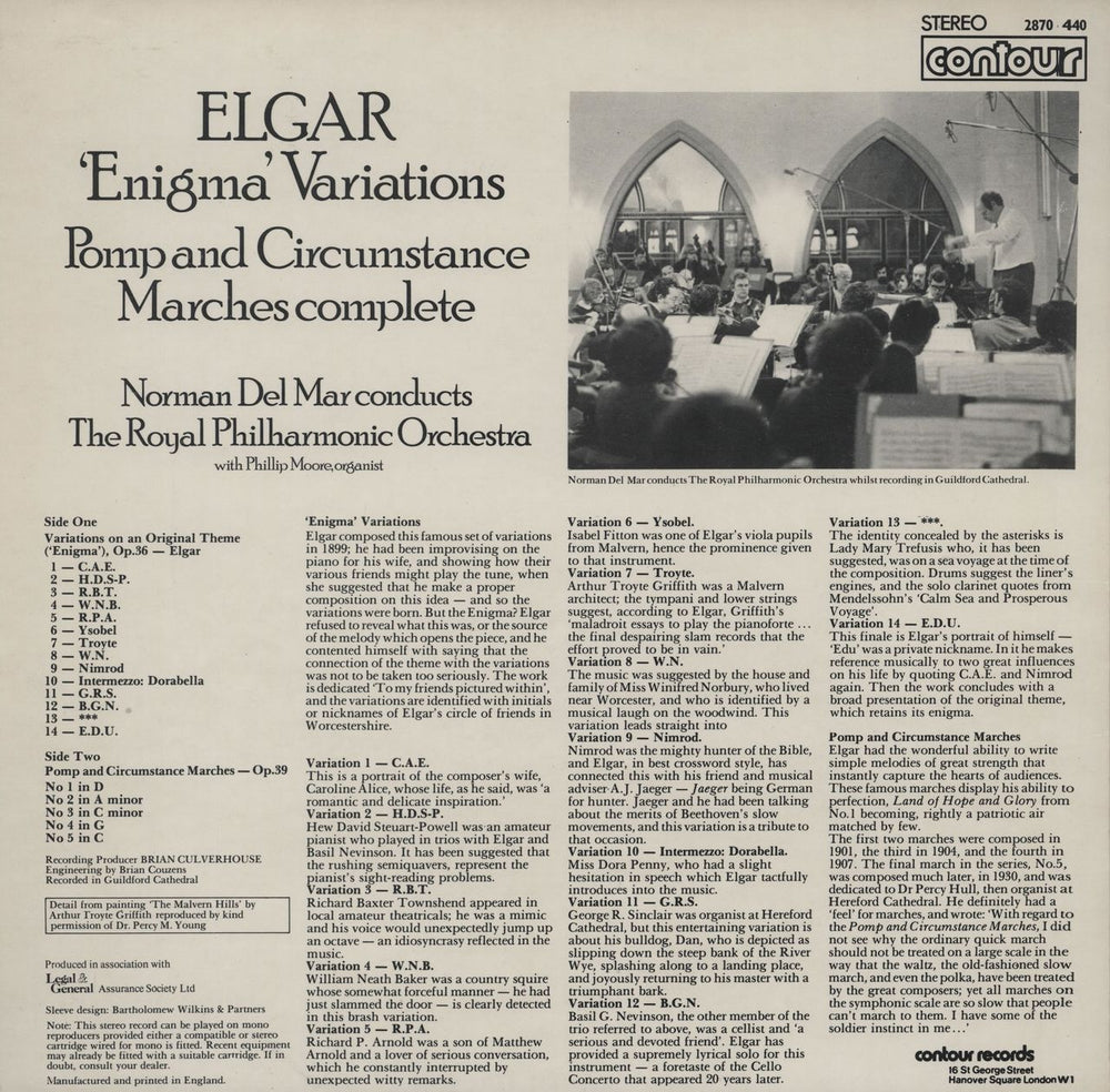 Edward Elgar Elgar: 'Enigma' Variations / Pomp And Circumstance Marches Complete UK vinyl LP album (LP record)