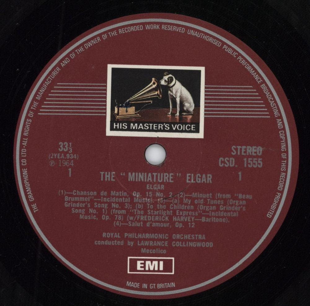 Edward Elgar 'The Miniature Elgar' - 2nd UK vinyl LP album (LP record) EFDLPTH789655