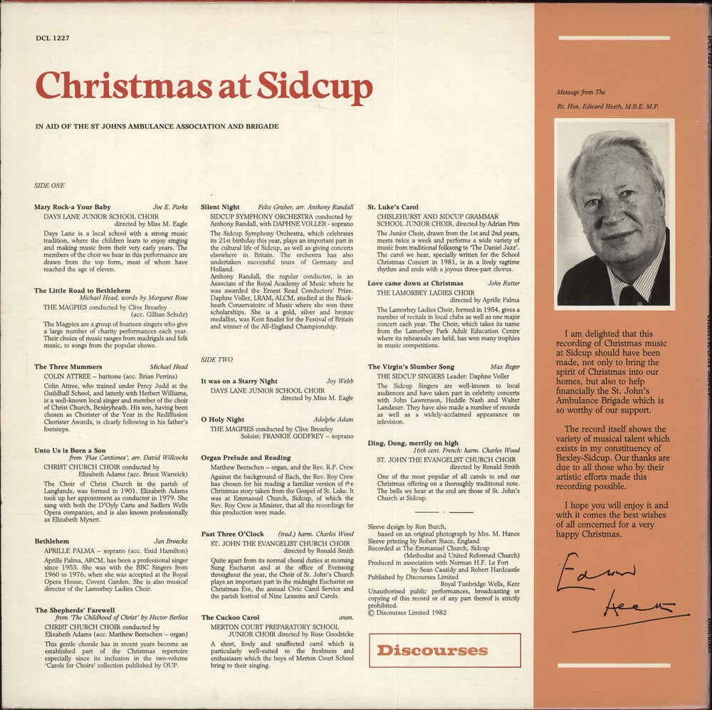 Edward Heath Christmas At Sidcup - Autographed UK vinyl LP album (LP record)