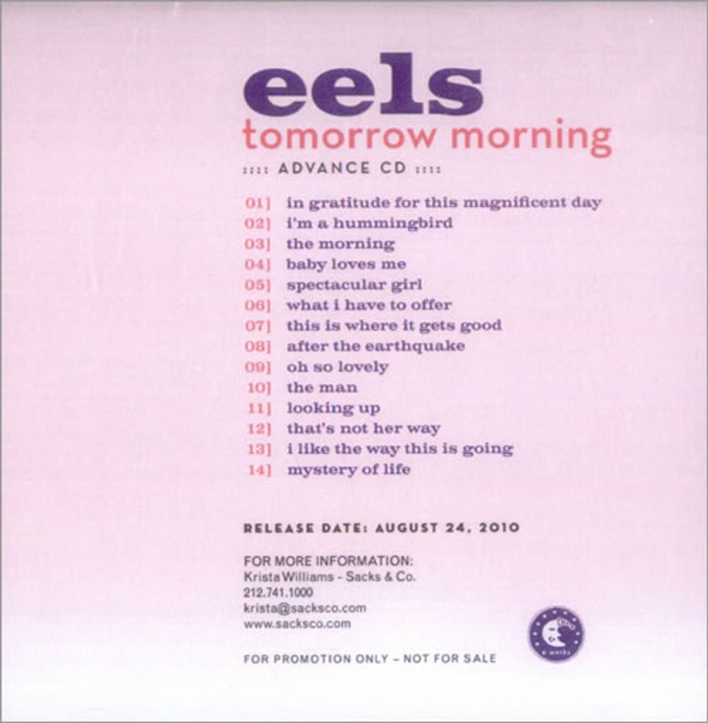 Eels Tomorrow Morning US Promo CD-R acetate CDR ACETATE