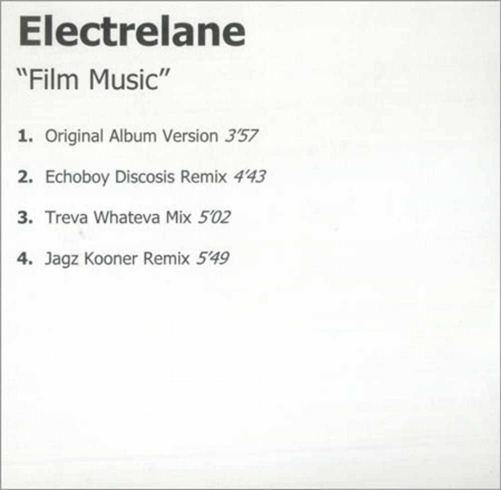 Electrelane Film Music - Four Tracks UK Promo CD-R acetate CDR ACETATE