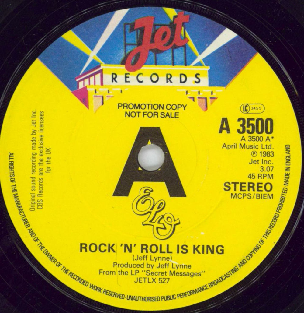 Electric Light Orchestra Rock 'n Roll Is King - A-Label UK Promo 7" vinyl single (7 inch record / 45) ELO07RO107407