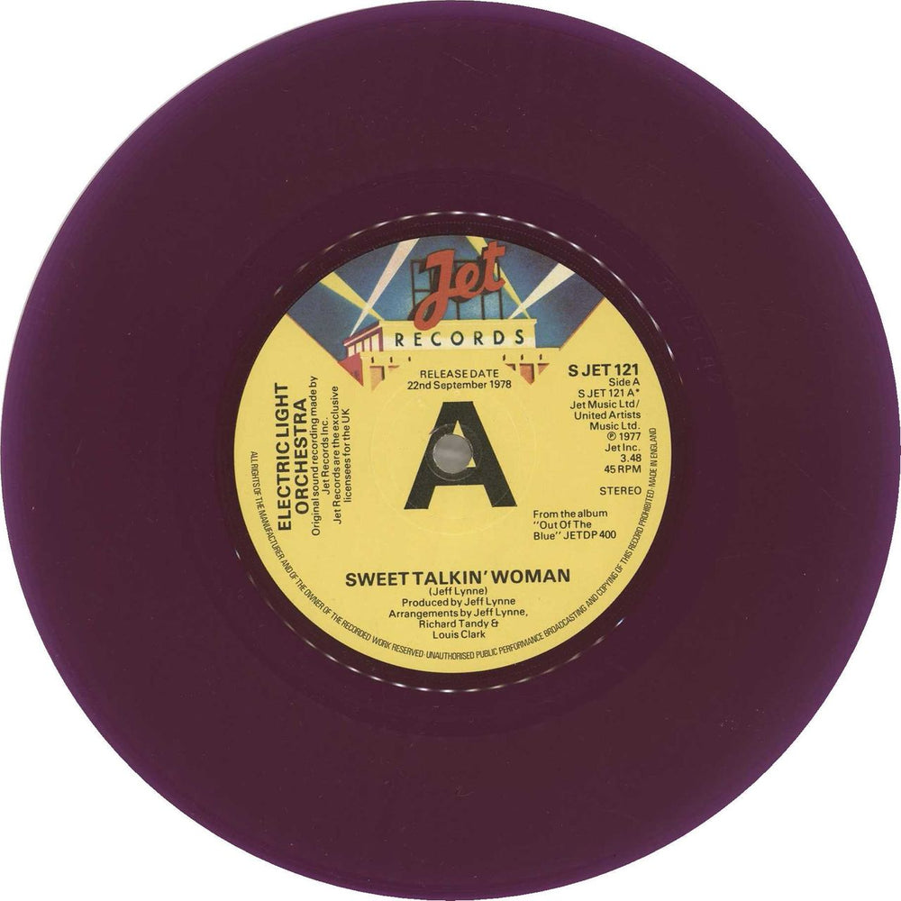 Electric Light Orchestra Sweet Talkin' Woman - Purple Vinyl + Sleeve UK Promo 7" vinyl single (7 inch record / 45) ELO07SW702014