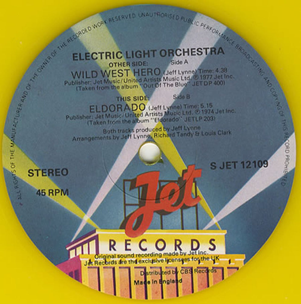 Electric Light Orchestra Wild West Hero - Yellow Vinyl UK 12" vinyl single (12 inch record / Maxi-single) ELO12WI195811