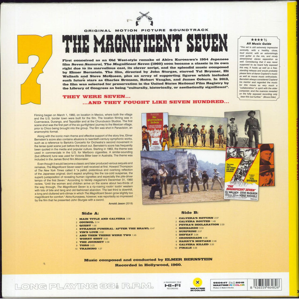 Elmer Bernstein The Magnificent Seven - 180gm Yellow - Sealed UK vinyl LP album (LP record) 8436559464826