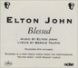 Elton John Blessed UK Promo CD single (CD5 / 5") EJDJ38