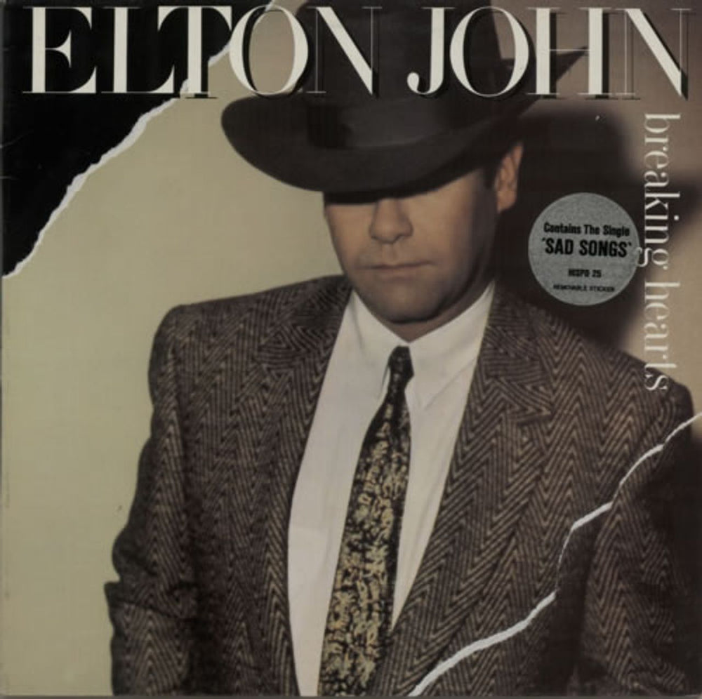 Elton John Breaking Hearts - Stickered Sleeve UK vinyl LP album (LP record) HISPD25