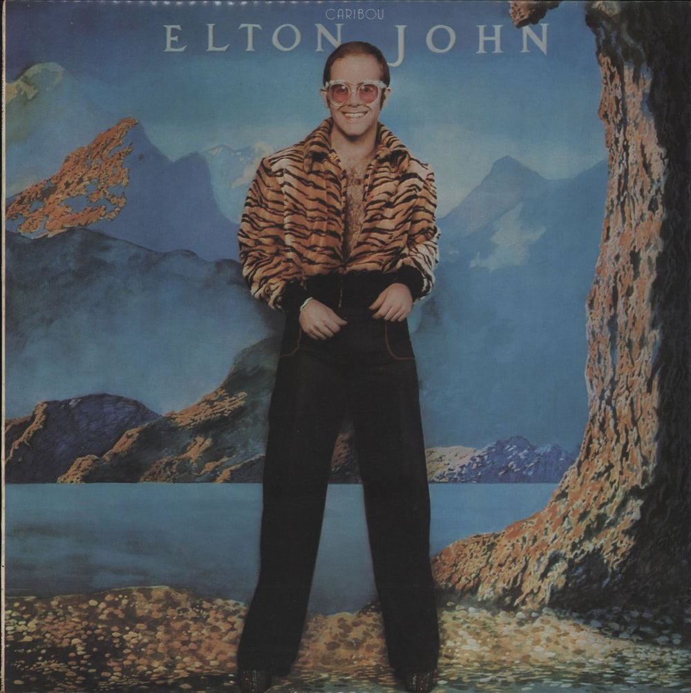 Elton John Caribou - Blue Vinyl - EX UK vinyl LP album (LP record) DJLPH439