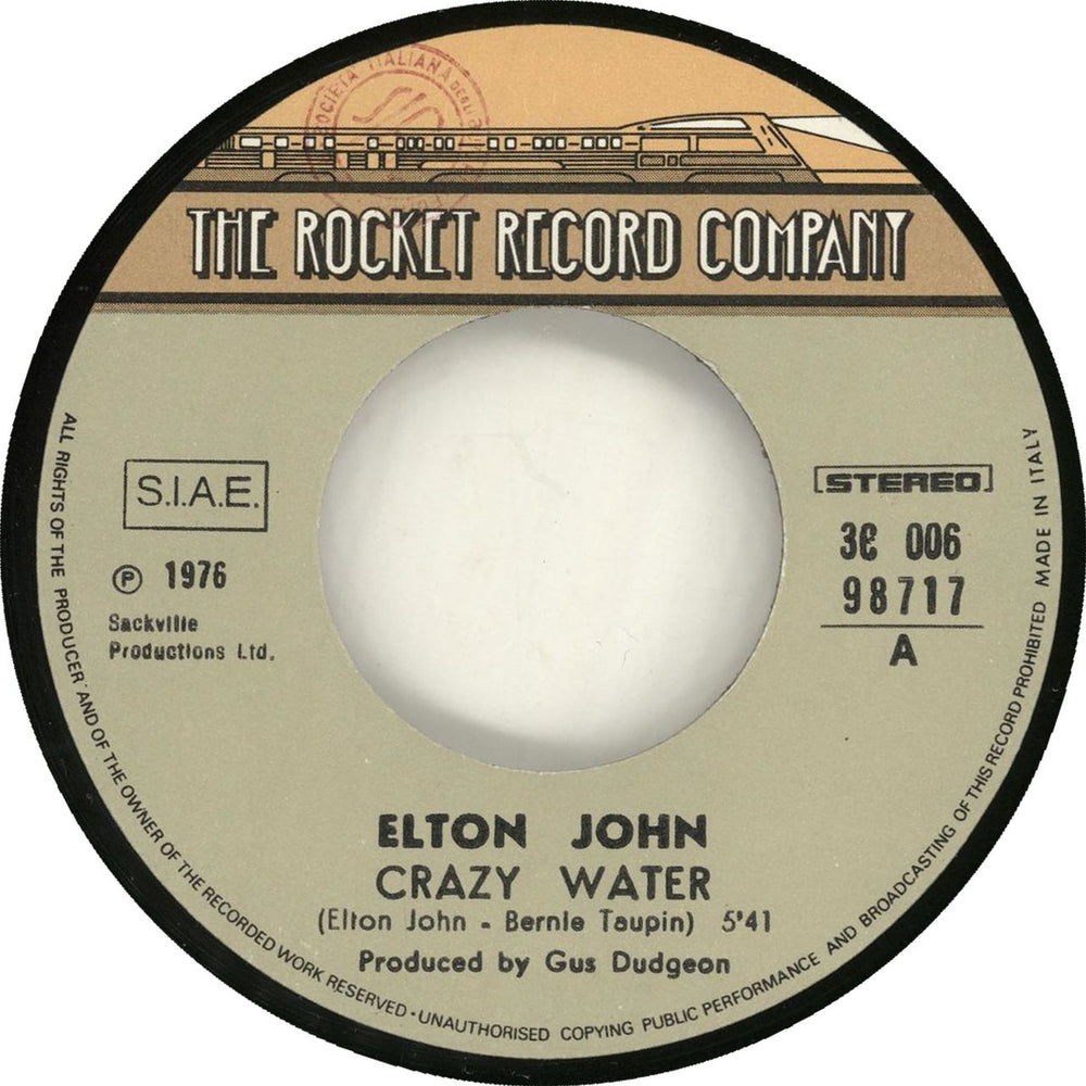 Elton John Crazy Water Italian 7" vinyl single (7 inch record / 45)