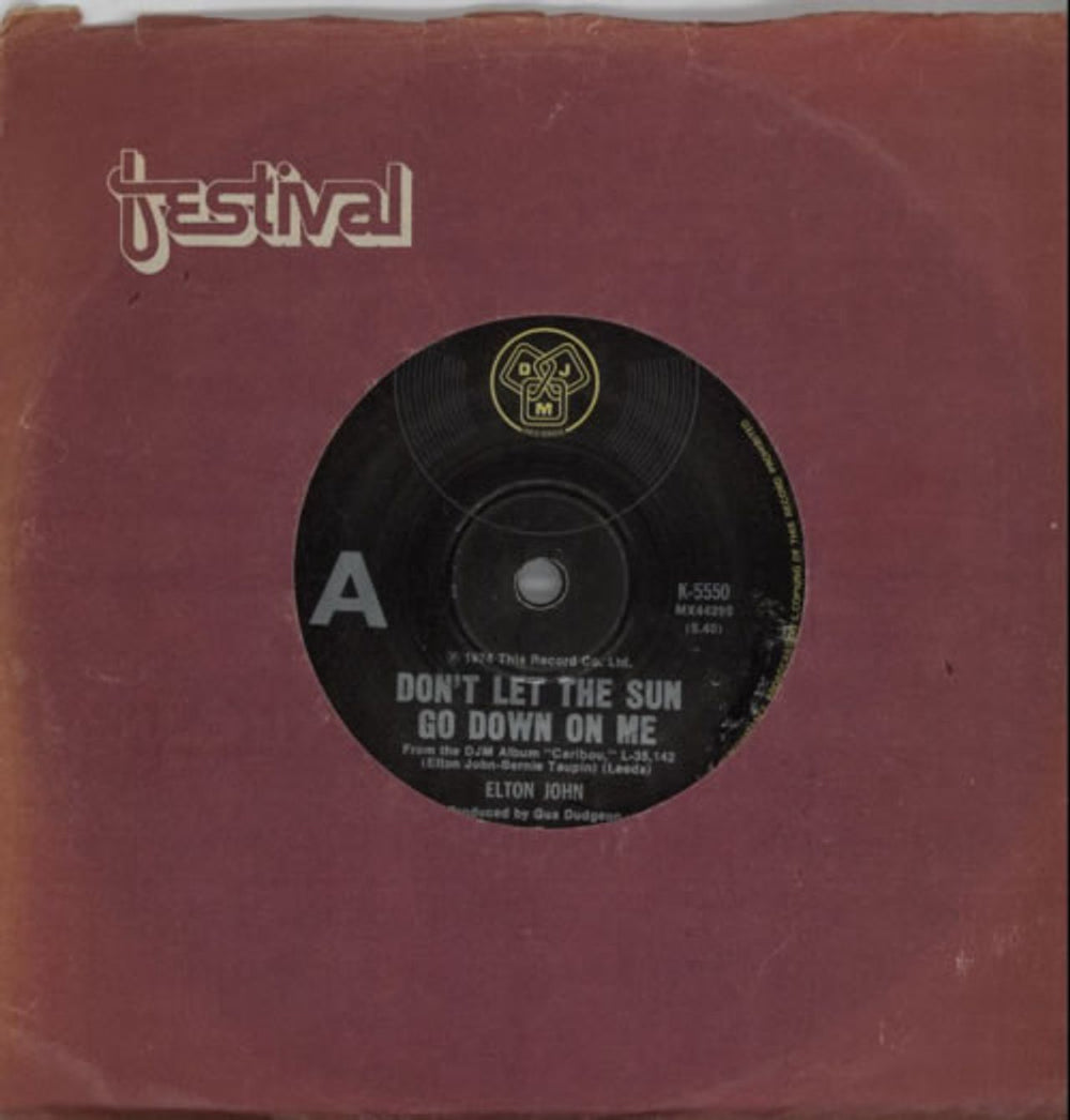 Elton John Don't Let The Sun Go Down On Me Australian 7" vinyl single (7 inch record / 45) K-5550