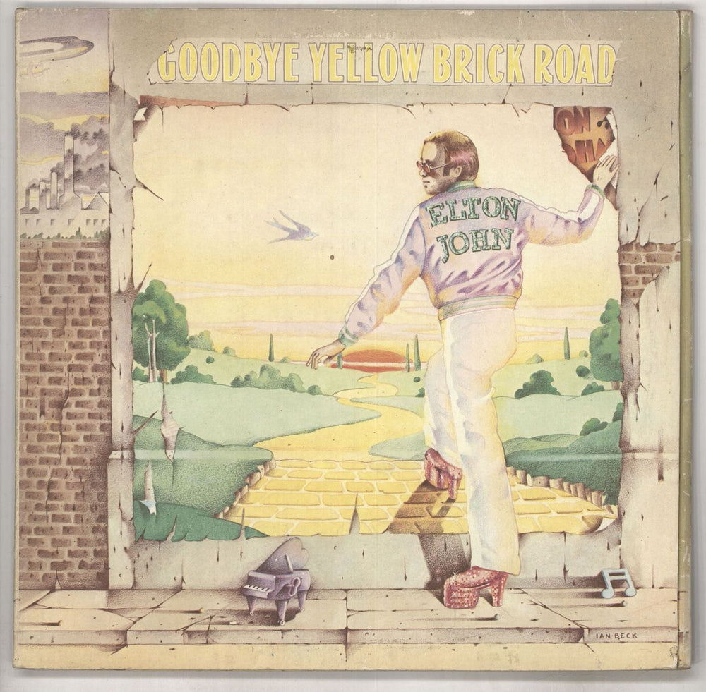 Elton John Goodbye Yellow Brick Road - 1st - Blue - VG UK 2-LP vinyl record set (Double LP Album) DJLPD1001