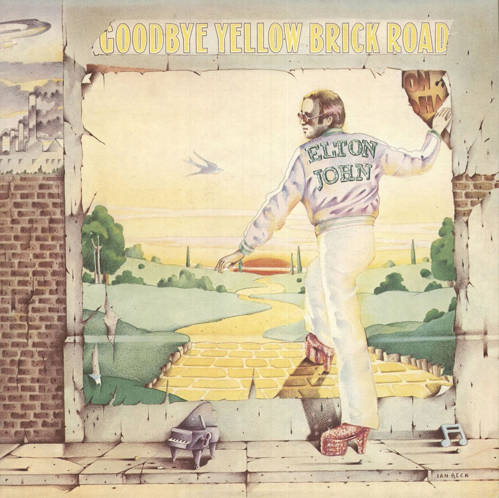 Elton John Goodbye Yellow Brick Road - 1st - VG UK 2-LP vinyl record set (Double LP Album) DJLPD1001