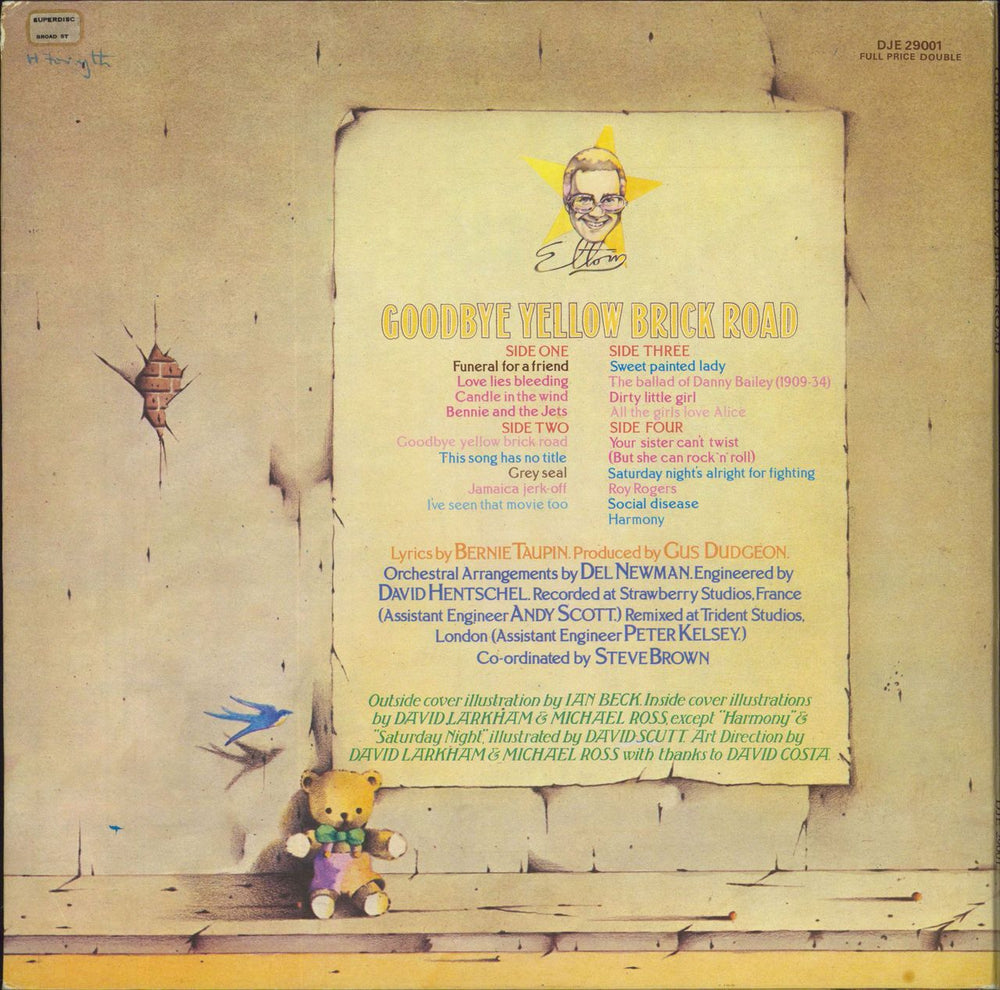 Elton John Goodbye Yellow Brick Road - 1st - Yellow - VG UK 2-LP vinyl record set (Double LP Album)