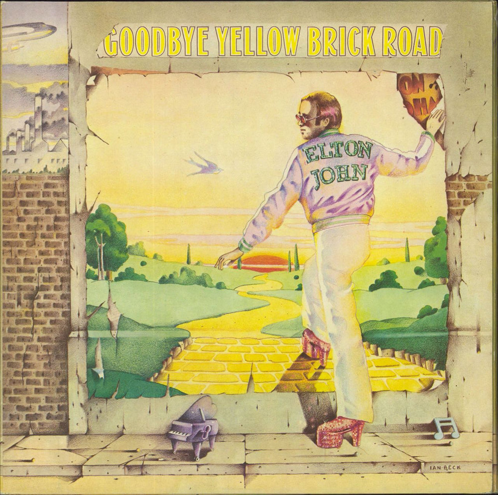 Elton John Goodbye Yellow Brick Road - 1st - Yellow - VG UK 2-LP vinyl record set (Double LP Album) DJE29001