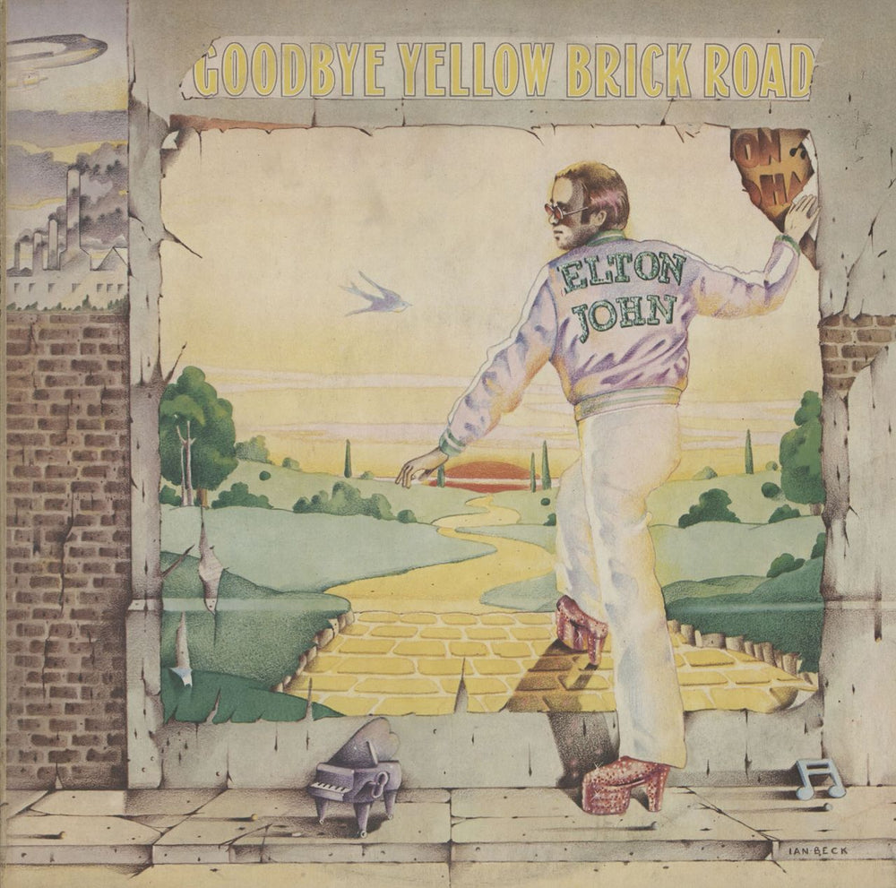 Elton John Goodbye Yellow Brick Road - Brown with Red Flecks UK 2-LP vinyl record set (Double LP Album) DJLPD1001