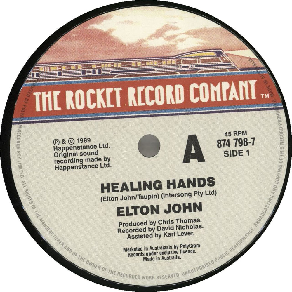 Elton John Healing Hands Australian 7" vinyl single (7 inch record / 45) 042287479872