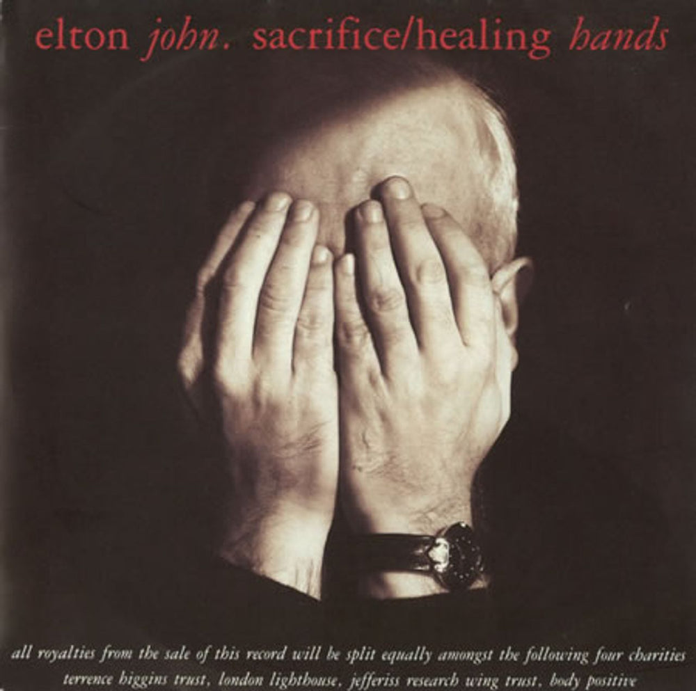 Elton John Sacrifice / Healing Hands UK 7" vinyl single (7 inch record / 45) EJS22