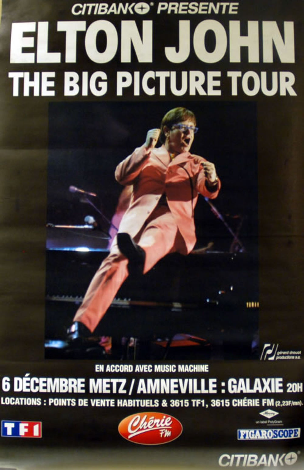 Elton John The Big Picture Tour French Promo poster 30 X 47