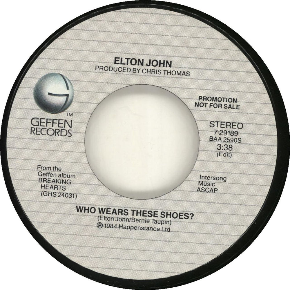 Elton John Who Wears These Shoes? US Promo 7" vinyl single (7 inch record / 45) JOH07WH264966