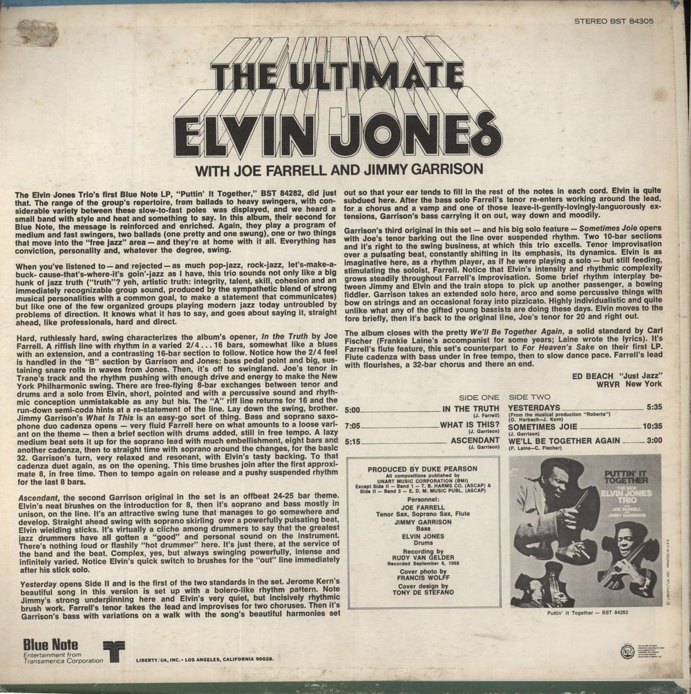 Elvin Jones The Ultimate Elvin Jones - 2nd - Liberty - VG US vinyl LP album (LP record)