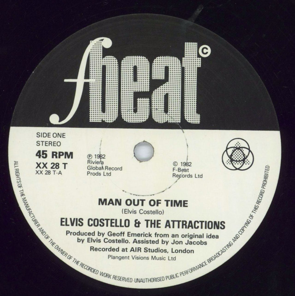 Elvis Costello Man Out Of Time - Open Shrink UK 12" vinyl single (12 inch record / Maxi-single) COS12MA817784