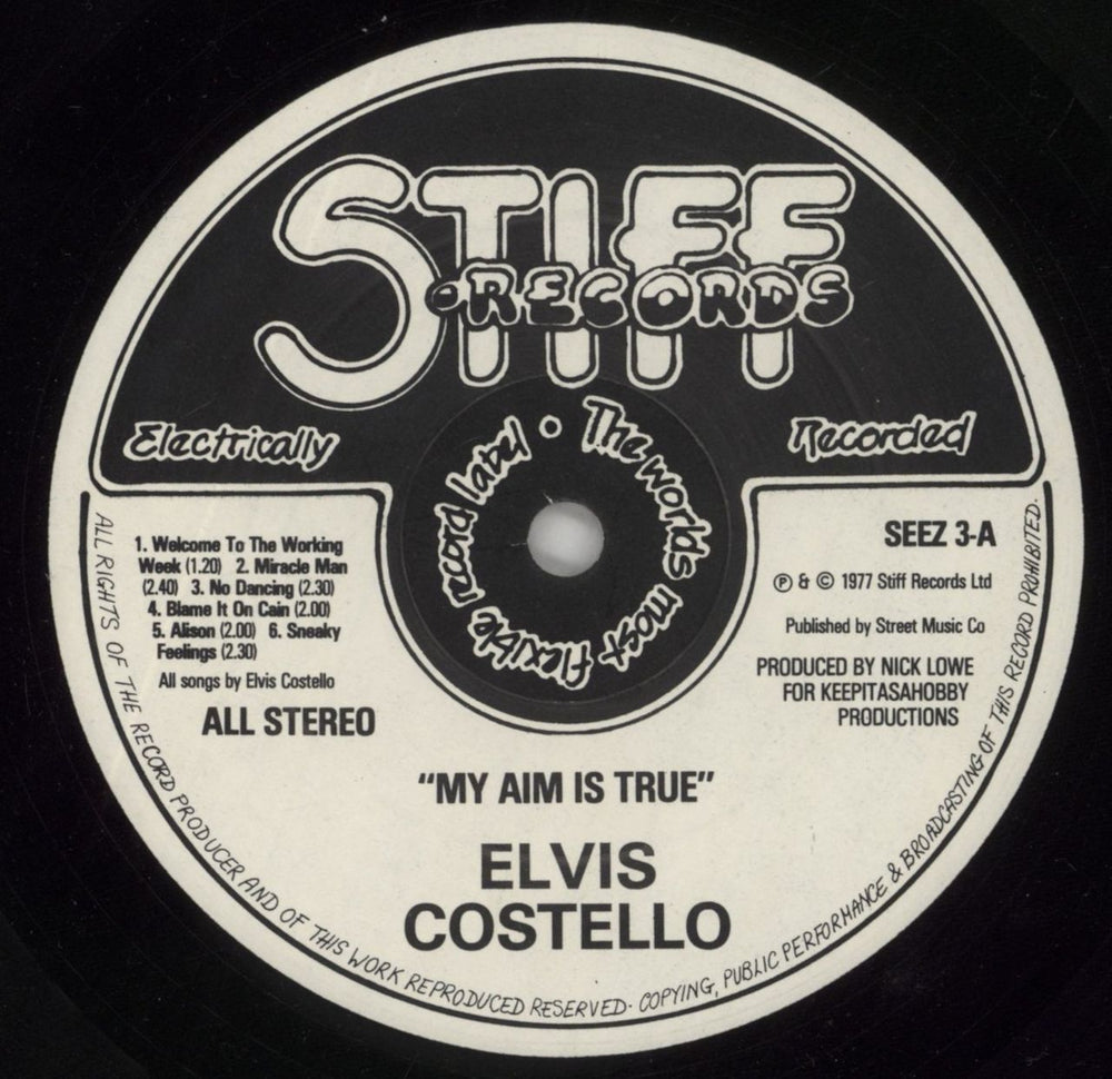 Elvis Costello My Aim Is True - Green Front & Back UK vinyl LP album (LP record) COSLPMY541826