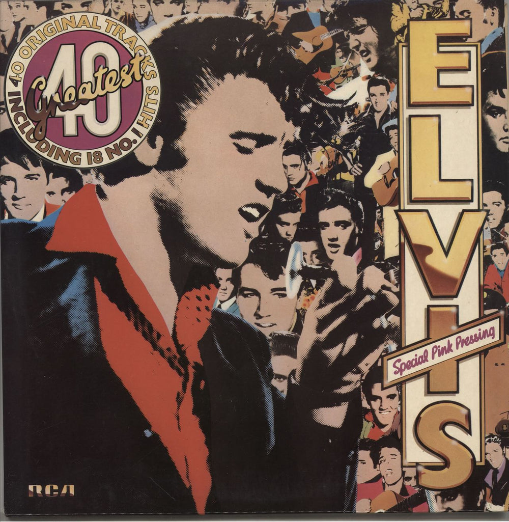 Elvis Presley 40 Greatest - Pink Vinyl + Insert - EX UK 2-LP vinyl record set (Double LP Album) PL42691(2)