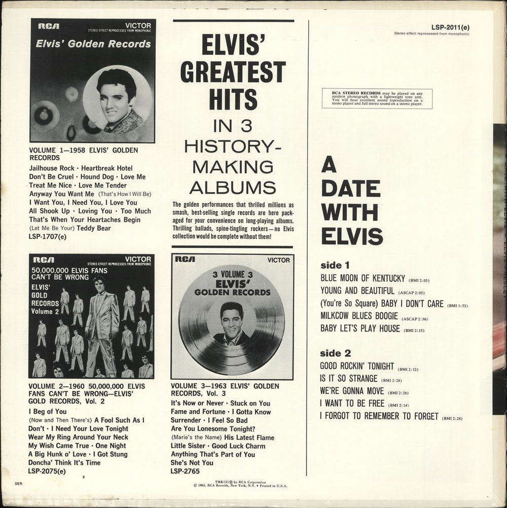 Elvis Presley A Date With Elvis US vinyl LP album (LP record)