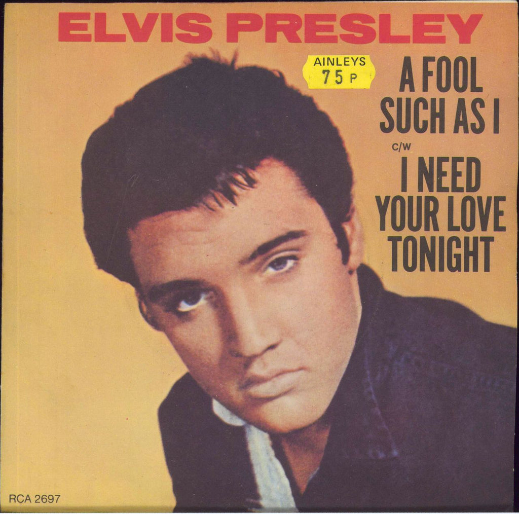 Elvis Presley A Fool Such As I - 4 Prong Centre UK 7