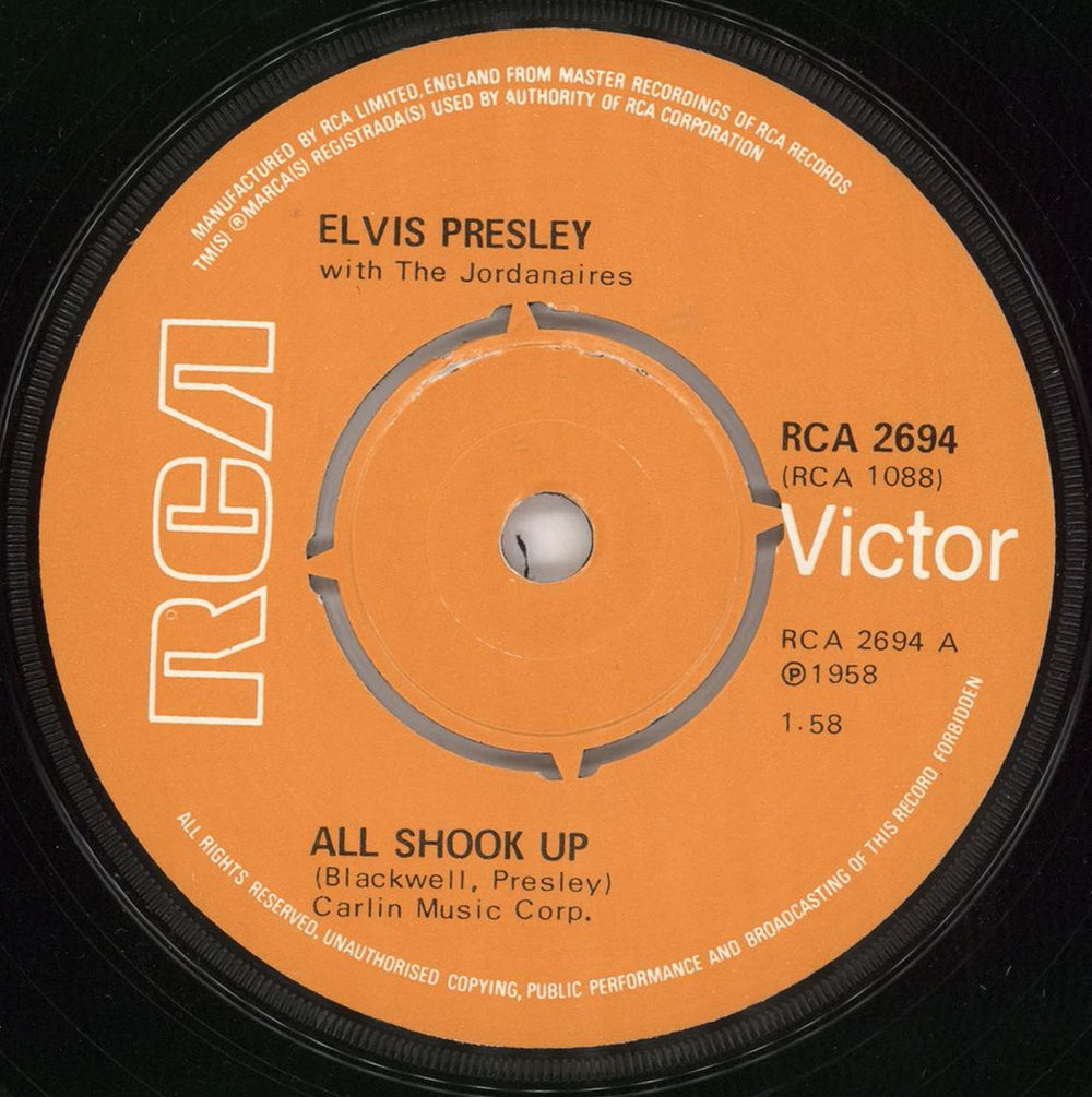 Elvis Presley All Shook Up - 4prong UK 7" vinyl single (7 inch record / 45) ELV07AL372349