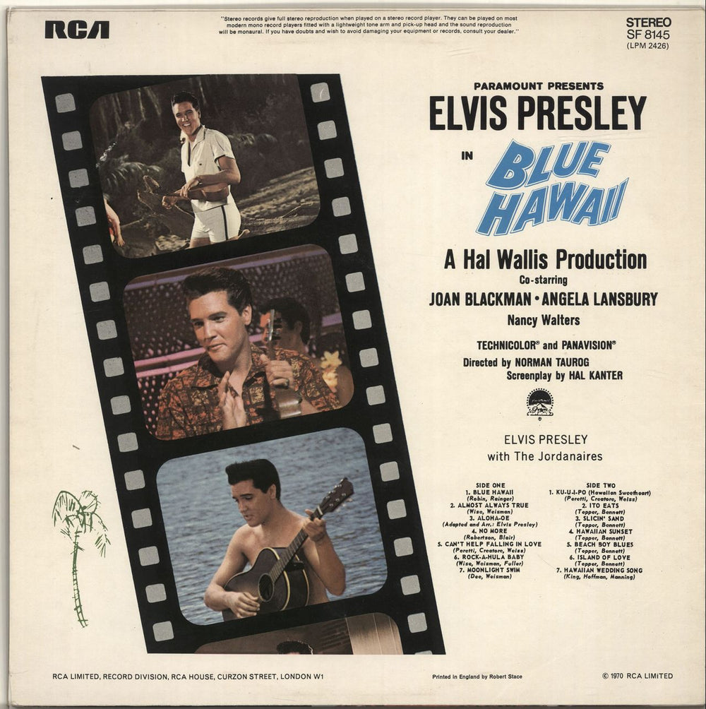 Elvis Presley Blue Hawaii - matte p/s UK vinyl LP album (LP record)