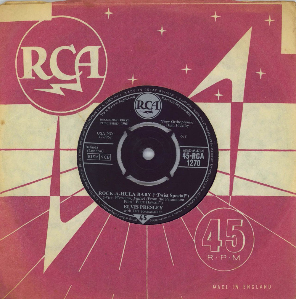 Elvis Presley Can't Help Falling In Love UK 7" vinyl single (7 inch record / 45) 45-RCA1270