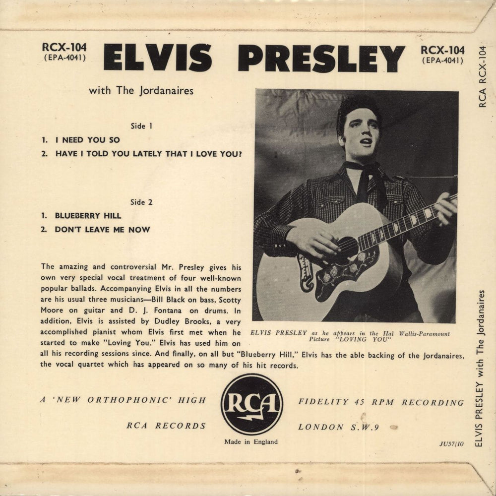 Elvis Presley Elvis Presley EP - JU57/10 UK 7" vinyl single (7 inch record / 45)