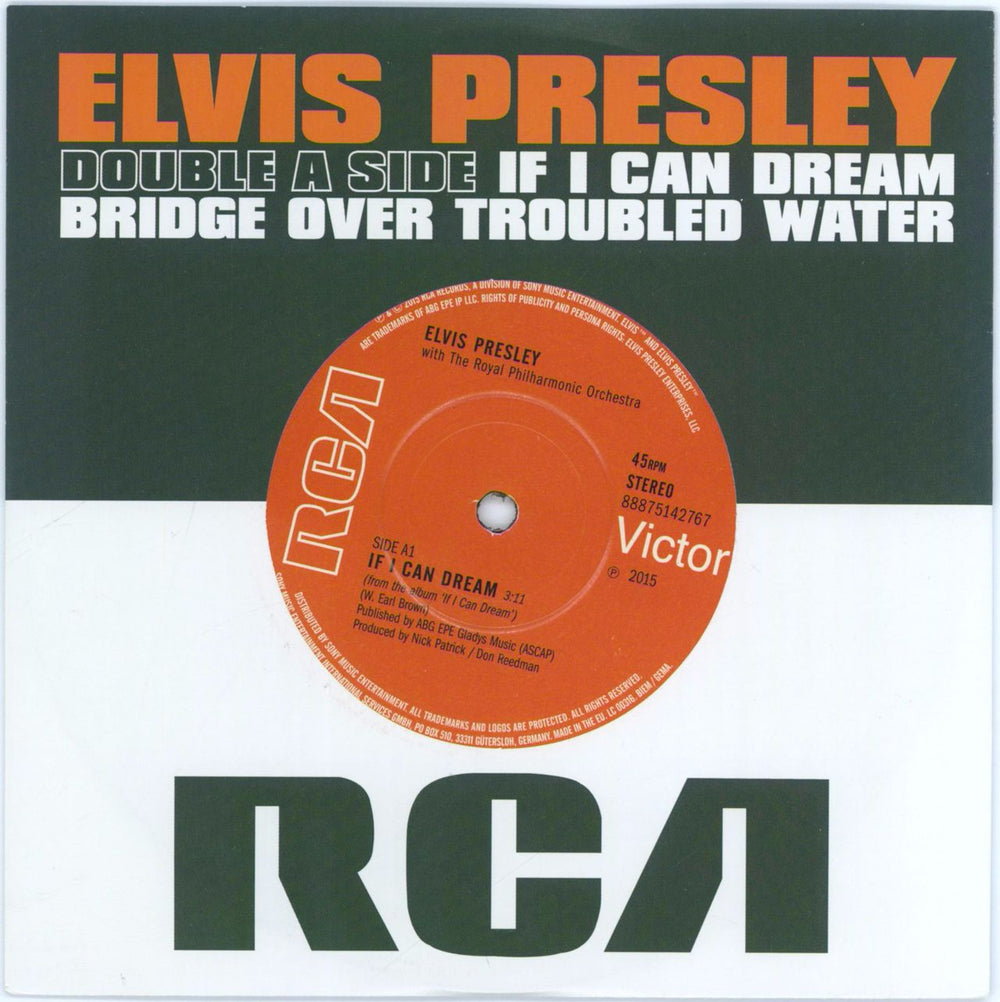 Elvis Presley If I Can Dream / Bridge Over Troubled Water UK 7" vinyl single (7 inch record / 45) 88875142767