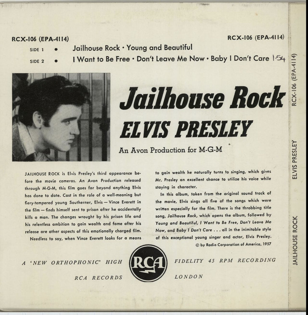 Elvis Presley Jailhouse Rock EP - 6th UK 7" vinyl single (7 inch record / 45) ELV07JA138557