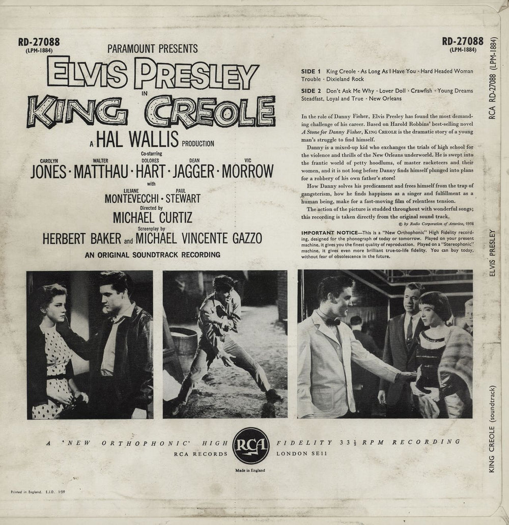 Elvis Presley King Creole - 1/59 Dated slv - VG UK vinyl LP album (LP record)