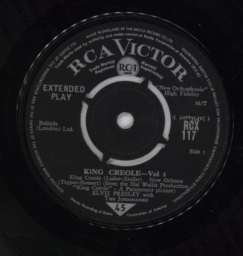 Elvis Presley King Creole Vol. 1 EP - 2nd - EX UK 7" vinyl single (7 inch record / 45)