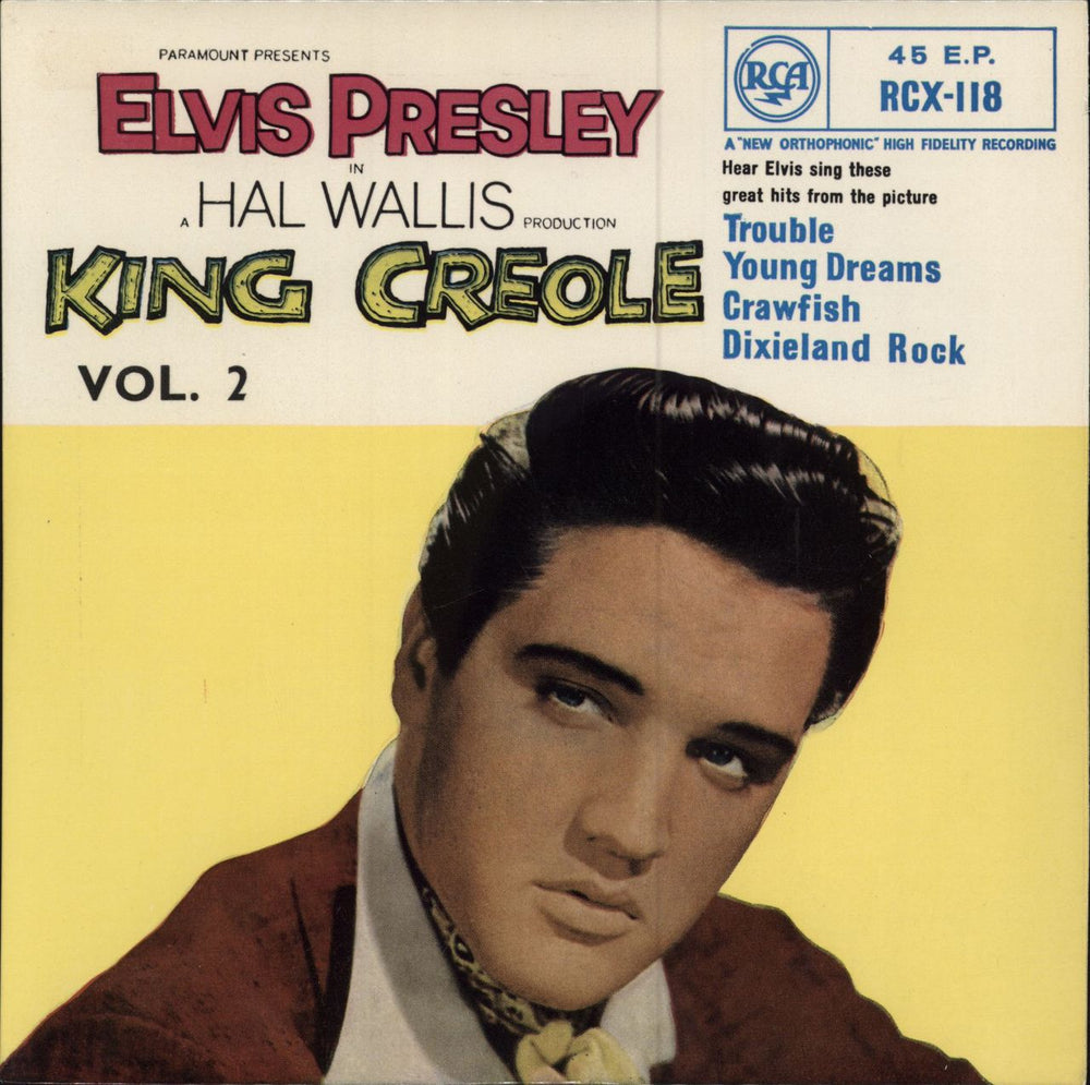 Elvis Presley King Creole Vol.2 E.P. - 4pr UK 7" vinyl single (7 inch record / 45) RCX-118