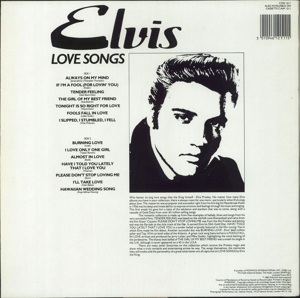 Elvis Presley Love Songs - Hype Stickered Sleeve UK vinyl LP album (LP record) 5010946121115