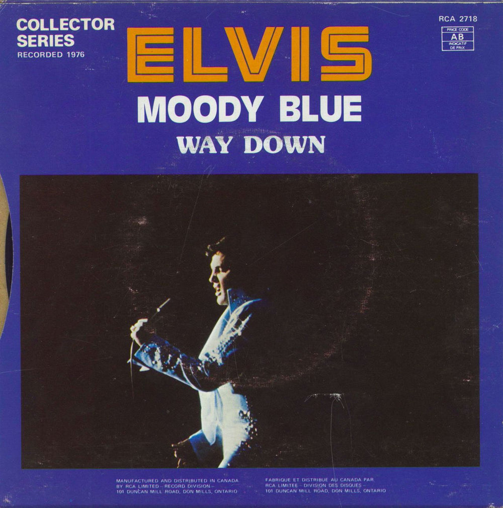 Elvis Presley Moody Blue Canadian 7" vinyl single (7 inch record / 45)