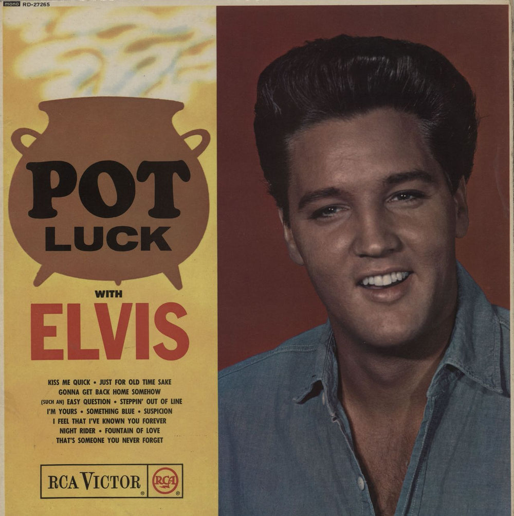 Elvis Presley Pot Luck - Large Silver Spot - EX UK vinyl LP album (LP record) RD-27265