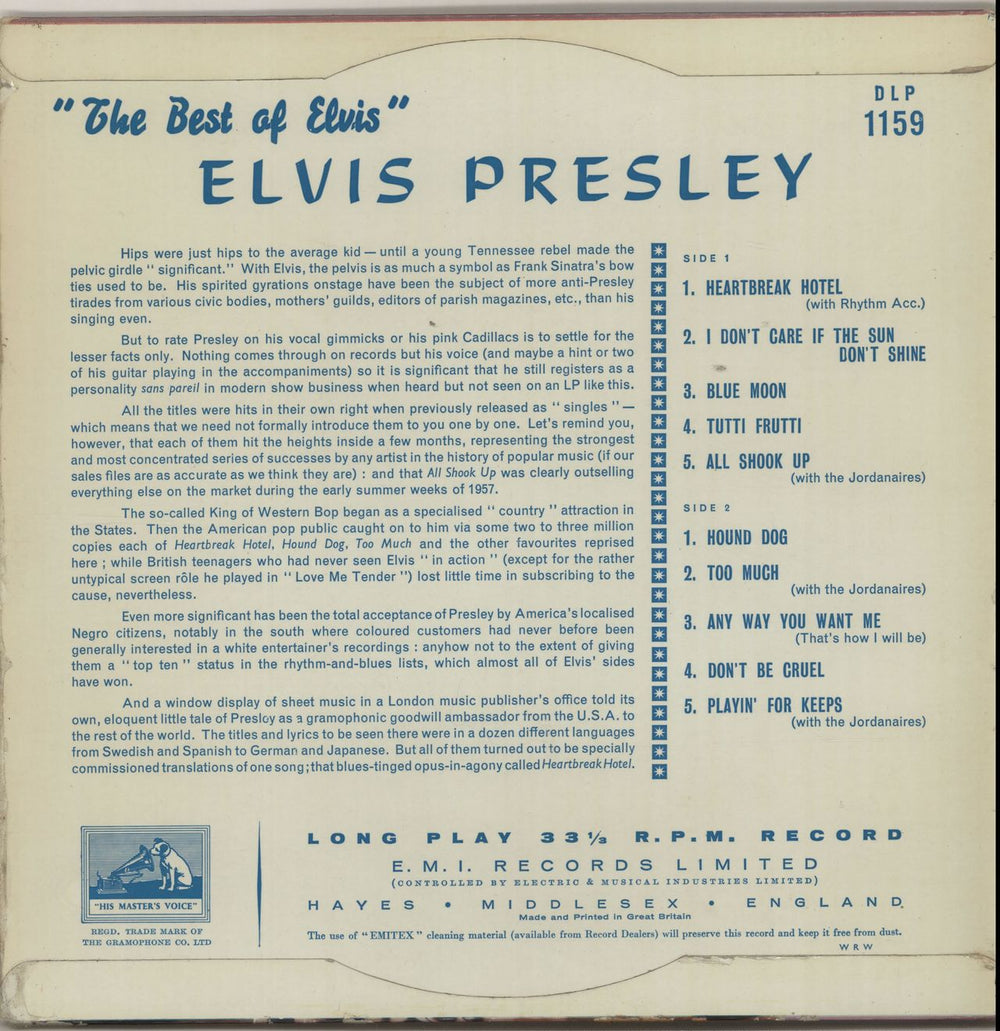 Elvis Presley The Best Of Elvis - VG UK 10" vinyl single (10 inch record) ELV10TH211236