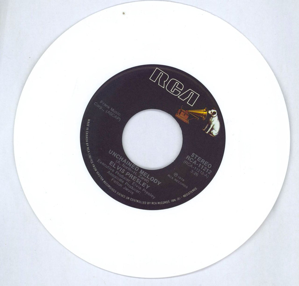 Elvis Presley Unchained Melody - White Vinyl Canadian 7" vinyl single (7 inch record / 45) ELV07UN702156