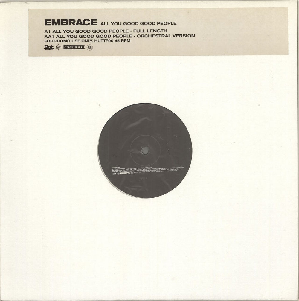 Embrace All You Good Good People UK Promo 12" vinyl single (12 inch record / Maxi-single) HUTTP90