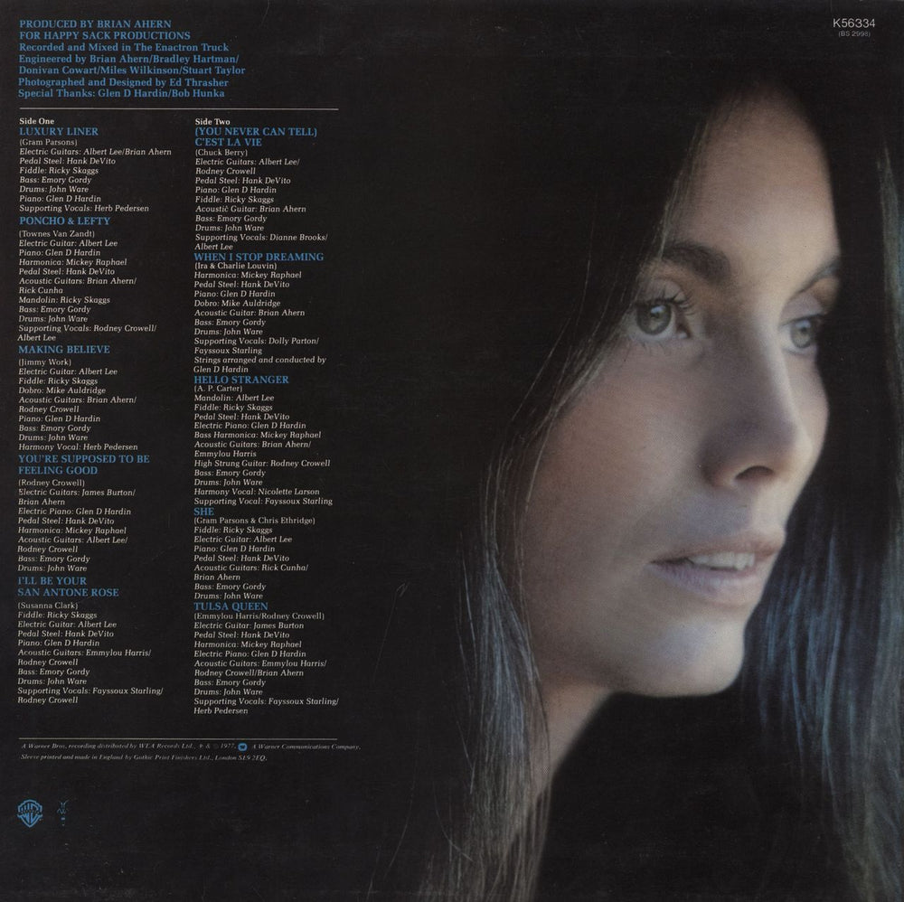 Emmylou Harris Luxury Liner UK vinyl LP album (LP record)