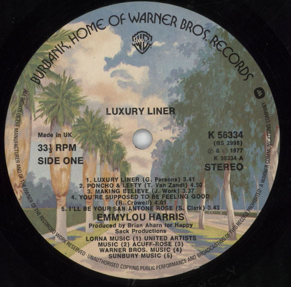 Emmylou Harris Luxury Liner UK vinyl LP album (LP record) ELHLPLU763717