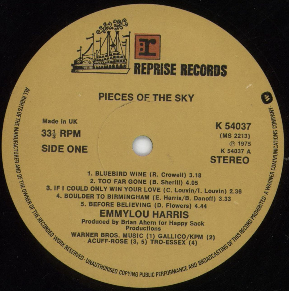 Emmylou Harris Pieces Of The Sky UK vinyl LP album (LP record) ELHLPPI422911