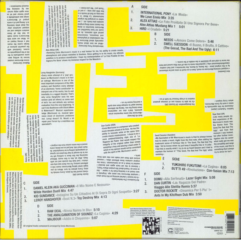 Ennio Morricone Remixes Volume 1 German 3-LP vinyl record set (Triple LP Album) 667548514118